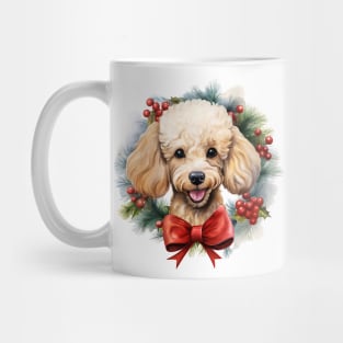 Christmas Poodle Dog Wreath Mug